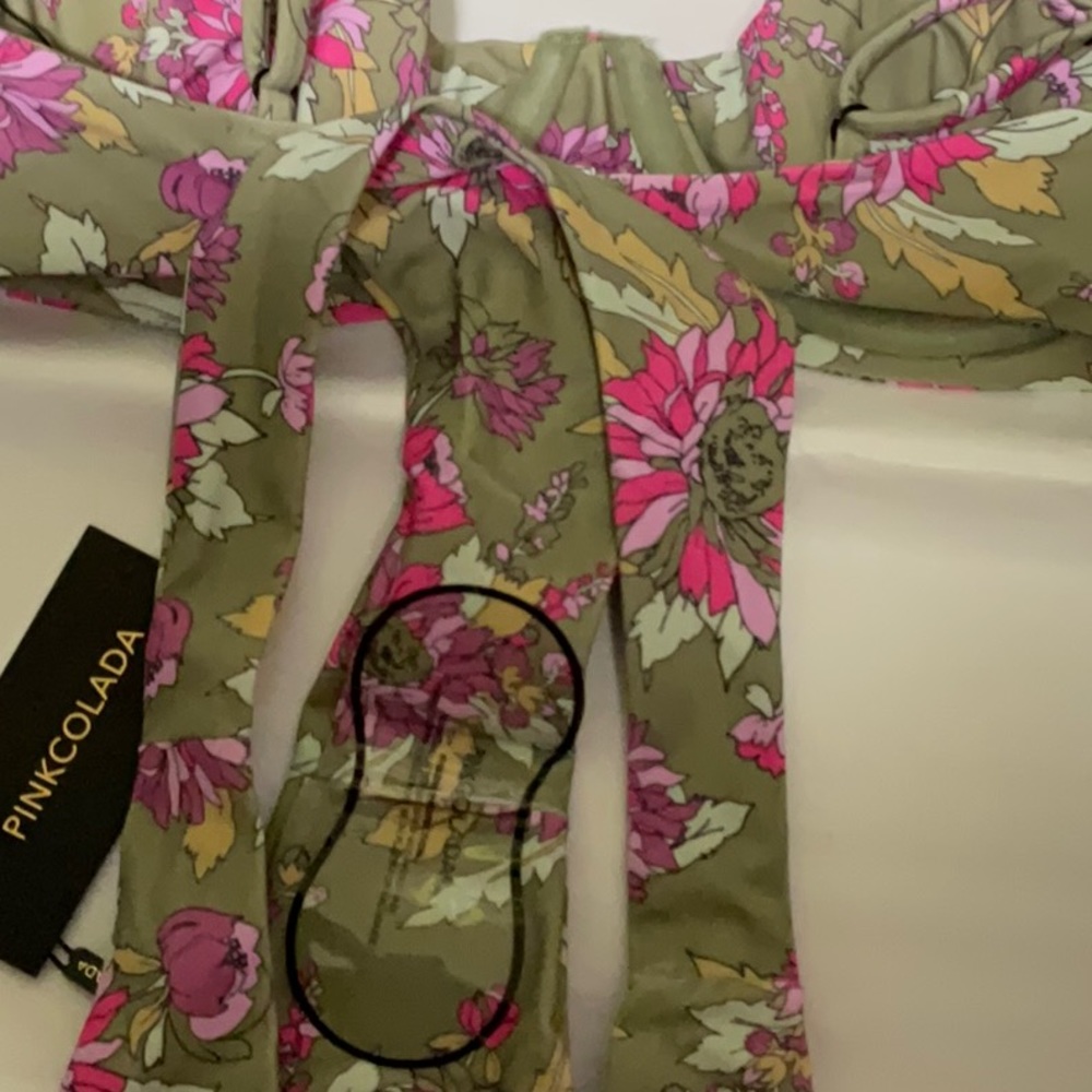 PinaColada Swim Green Floral Bikini NWT |Green/Pink | Size: SMALL - Picture 5 of 8